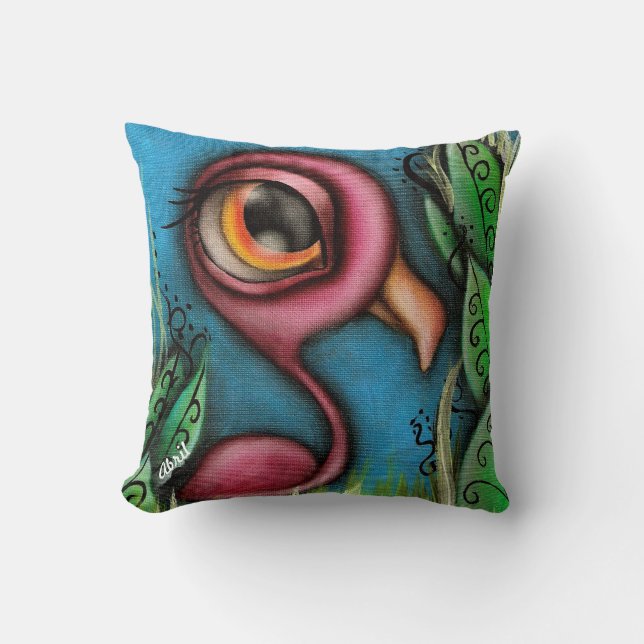 Flamant rose dans le coussin de jardin (Recto)