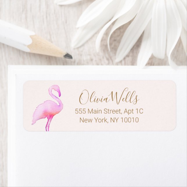 Flamant rose d'aquarelle rose (En situation)