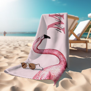 Flamant rose de monogramme personnalisé Tropical