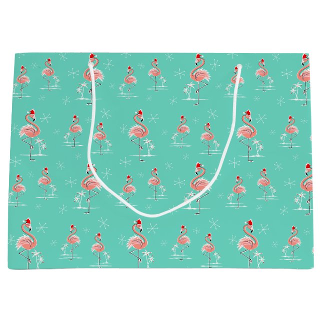 Flamant rose de Noël Multi grand sac cadeau (Devant)