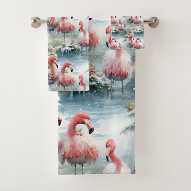 Flamant rose de Noël rose et rouge Design hiver av (En situation)