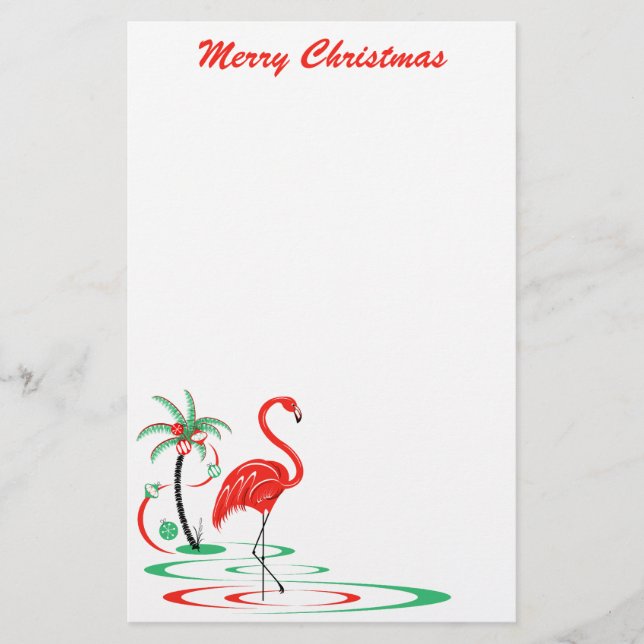 Flamant rose de Noël rouge Joyeux Noël papeterie (Devant)