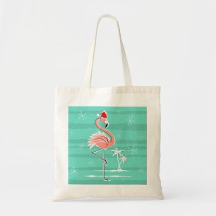 Flamant rose de Noël sac fourre-tout en bande