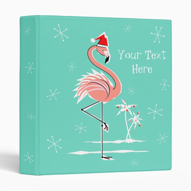 Flamant rose de Noël Texte anneau avant classeur (Devant/Côté)