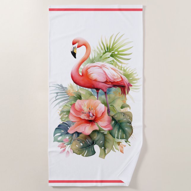 Flamant rose de serviettes de plage (Devant)