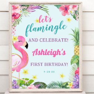 Flamant rose d'été Anniversaire Affiche de bienven