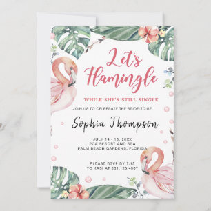 Flamant rose d'été Bachelorette Party Invitation