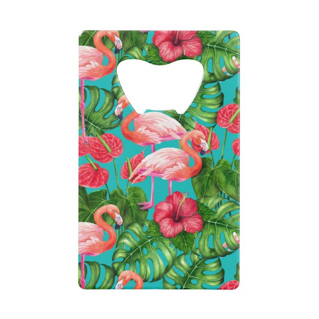 Flamant rose et aquarelle du jardin tropical (Devant)