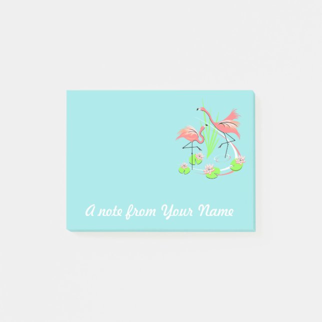 Flamant rose Fandango Duo Texte post-it note (Devant)