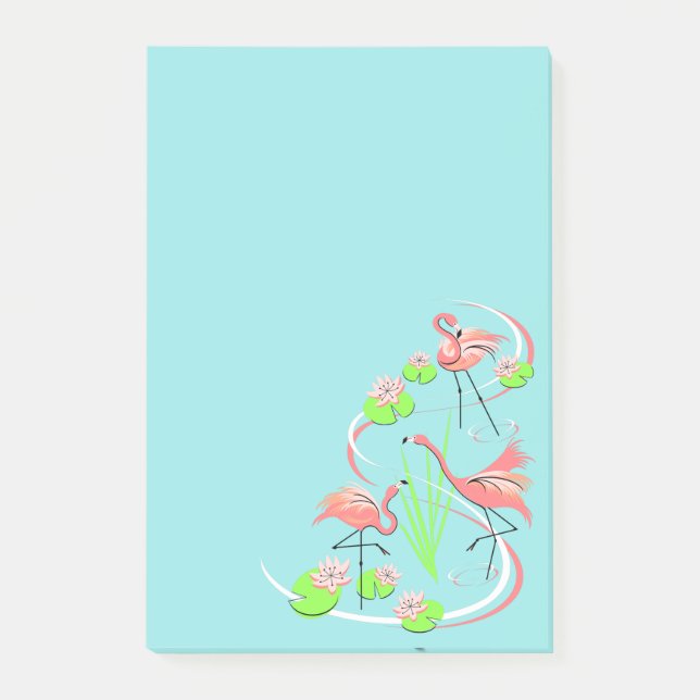 Flamant rose Fandango Trio post-it note verticale (Devant)