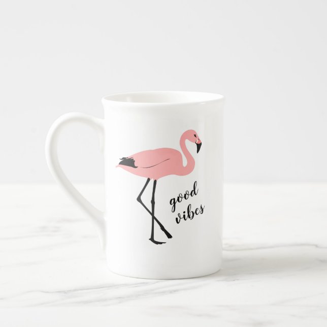 Flamant rose Good Vibes Rose Black Bone Chine Mug (Gauche)