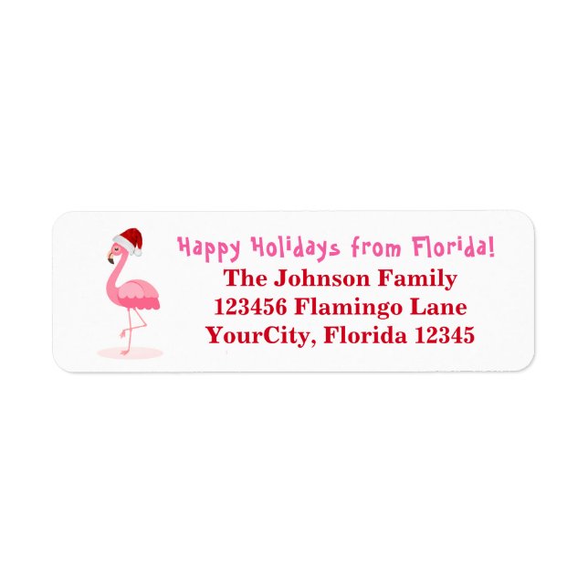 Flamant rose Happy Holidays Florida Return Adresse (Devant)