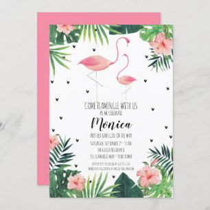 Flamant rose Invitation Baby shower à thème