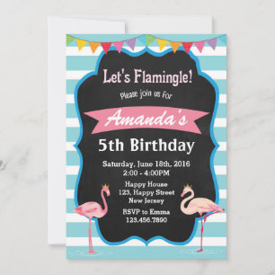 Flamant rose Invitation d'anniversaire