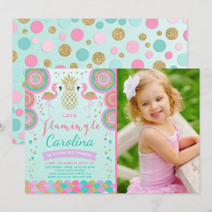 Flamant rose Invitation d'anniversaire Invitation
