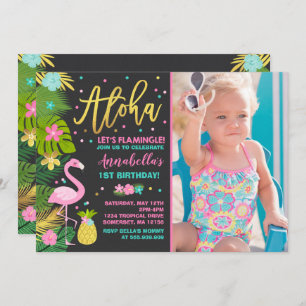 Flamant rose Invitation d'anniversaire Topic Luau