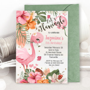 Flamant rose Invitation d'anniversaire Tropical