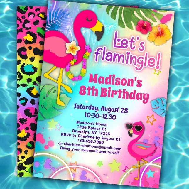Flamant rose Invitations d'anniversaire - Flamingl (Créateur téléchargé)