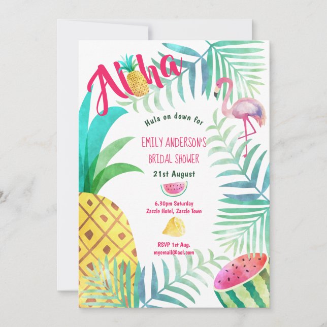 Flamant rose Invitations de Fête des mariées d'ana (Devant)