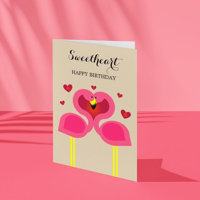 Flamant rose Love Carte d'anniversaire personnalis (Créateur téléchargé)