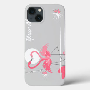 Flamant rose Love Côté Nom Coque ipad horizontal