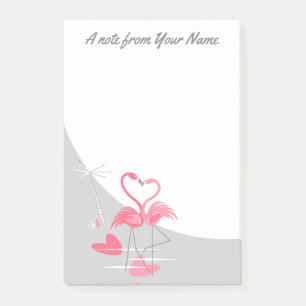 Flamant rose Love Large Lune post-it notes vertica