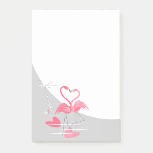 Flamant rose Love Large Lune post-it notes vertica