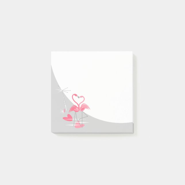 Flamant rose Love Large Moon post-it note carré (Devant)