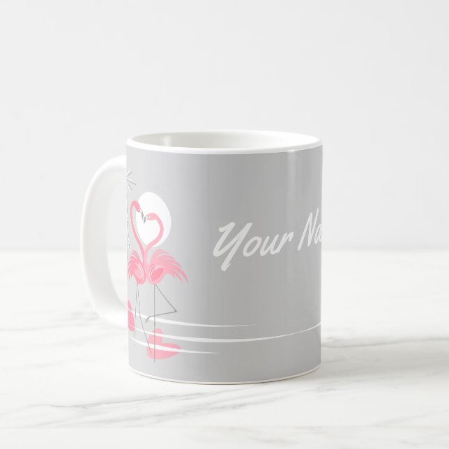 Flamant rose Love Name mug (Devant gauche)