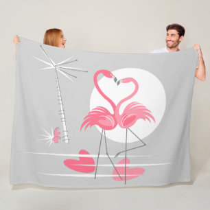 Flamant rose Love polaire couverture large horizon