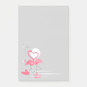 Flamant rose Love Side post-it note verticale