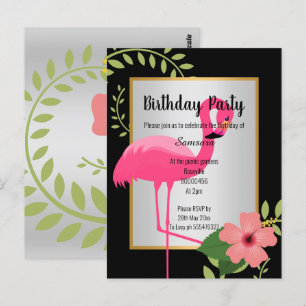 FLAMANT ROSE LUMINEUX HIBISCUS INVITATION EN OR EN