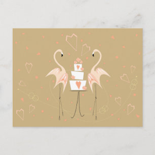 Flamant rose Mariage carte postale paysage