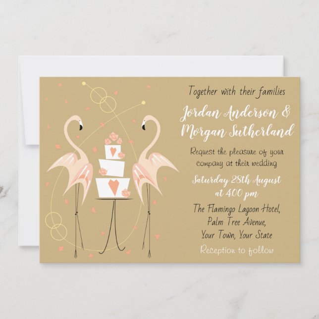Flamant rose Mariage lansdcape invitation (Devant)