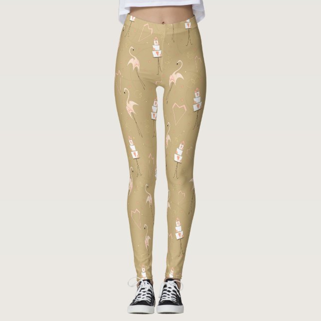 Flamant rose Mariage Leggings multiples (Devant)