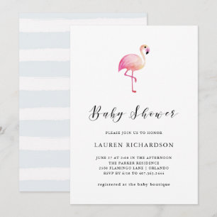 Flamant rose moderne  Invitation Baby shower