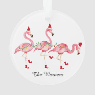 Flamant rose monographie ornement de Noël
