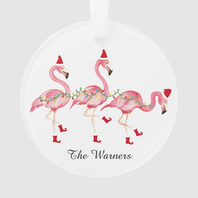 Flamant rose monographie ornement de Noël (dos)