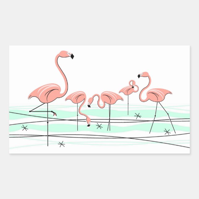 Flamant rose Ocean Group rectangle autocollant (Devant)