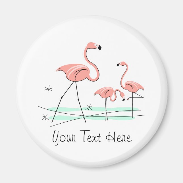 Flamant rose Ocean Trio 2 aimant texte (Devant)
