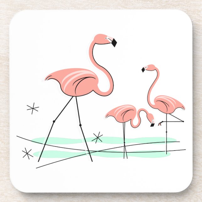 Flamant rose Ocean Trio 2 dessous de verre en plas (Devant)