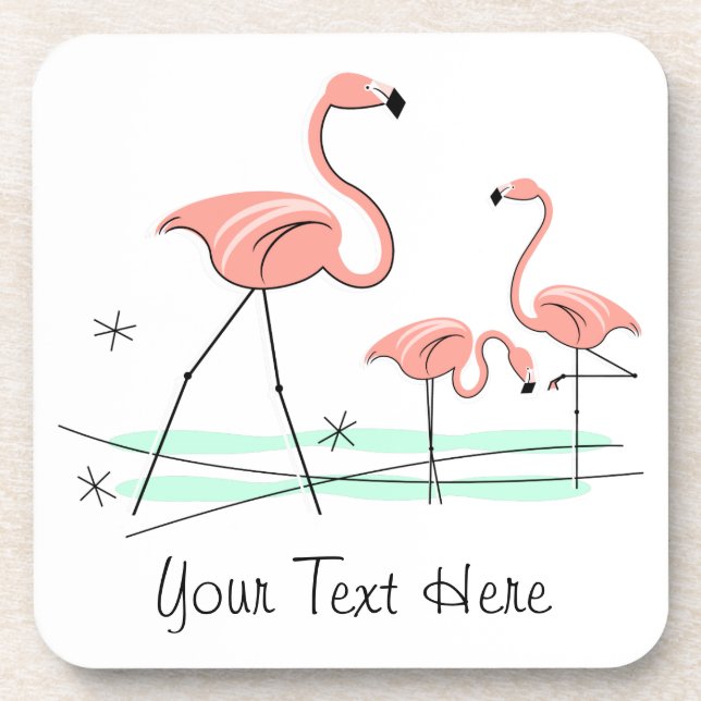 Flamant rose Ocean Trio 2 dessous de verre texte p (Devant)