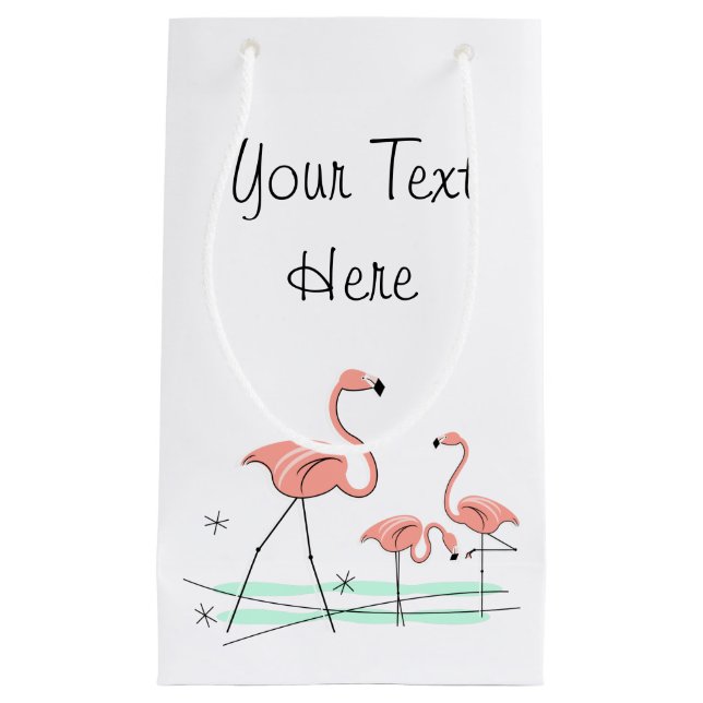 Flamant rose Ocean Trio 2 Sac cadeau texte petit (Devant)