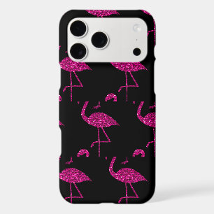 Flamant rose paillettes scintillent motif noir