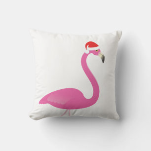 Flamant rose père Noël sur le Coussin extérieur bl