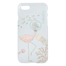 Flamant rose personnalisé Sirène coque iphone clai