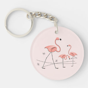 Flamant rose Pink Trio 2 Texte retour porte - clé