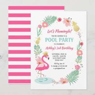 Flamant rose Pool invitation à la fête Anniversair