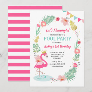 Flamant rose Pool invitation à la fête Anniversair