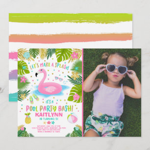 Flamant rose Pool Party Invitation Flamant rose tr